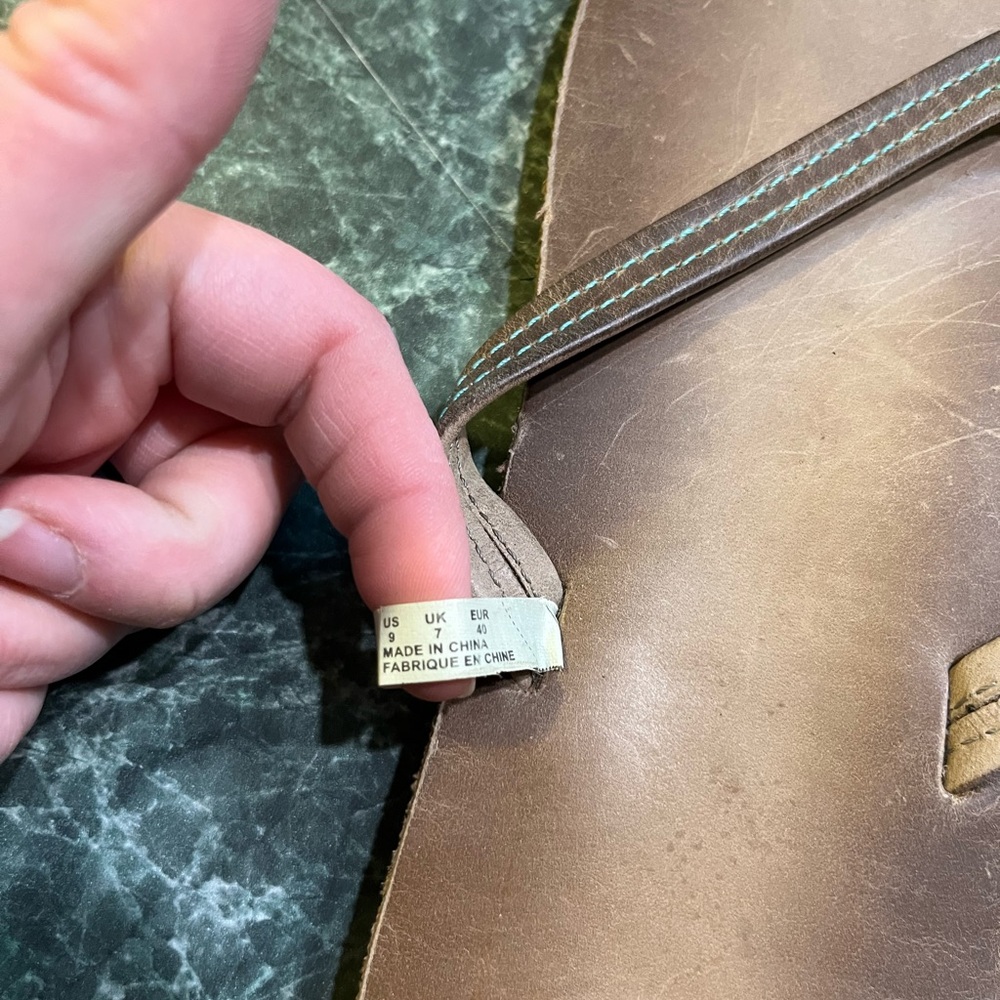 Cushe Tan Sandals with Blue Stitching - Picture 4 of 4